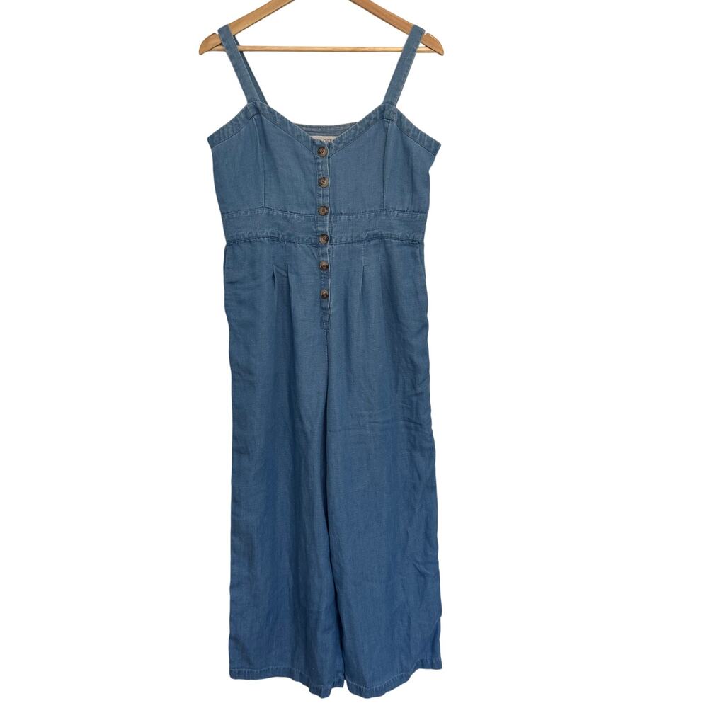 LOFT size 4 Chambray Wide Leg Denim Jumpsuit Soft